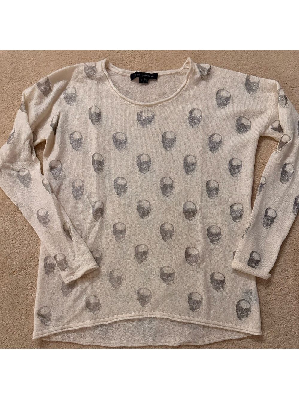 Skull Cashmere Cream Knit Sweater